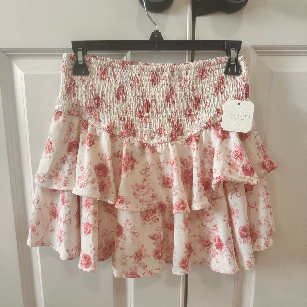 Alexis Floral Ruffle Skirt - Pink